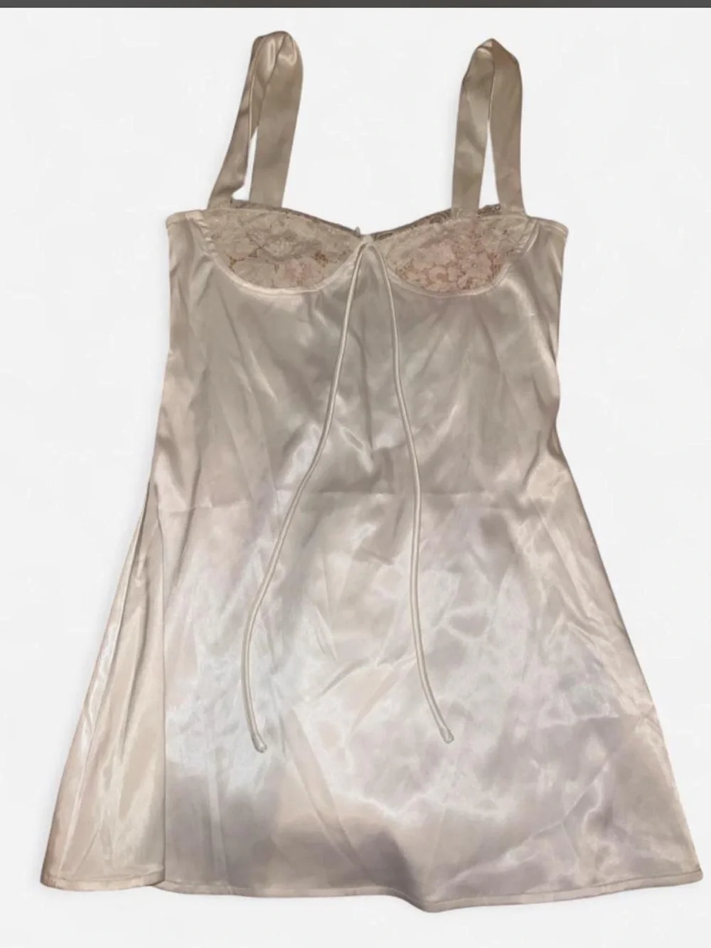 Finesse Satin Lace-Trim Slip — white